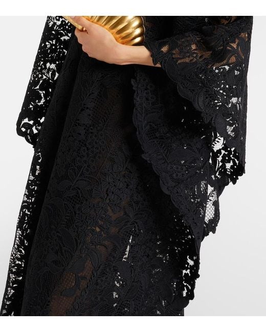 Oscar de la Renta Black Guipure Lace Kaftan