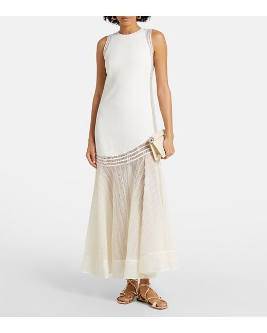 Jonathan Simkhai White Maxikleid Zakaria Mit Mesh