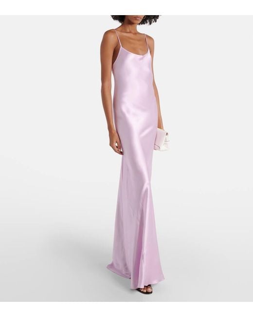 Victoria Beckham Pink Satin Maxi Slip Dress