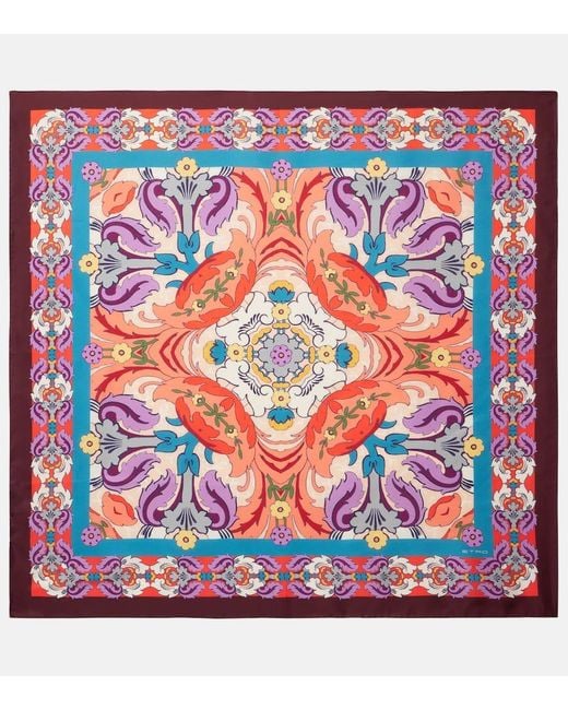 Etro Red Bedrucktes Tuch Aus Seiden-Twill