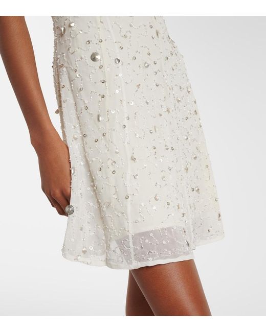 Staud White Emily Embellished Tulle Minidress