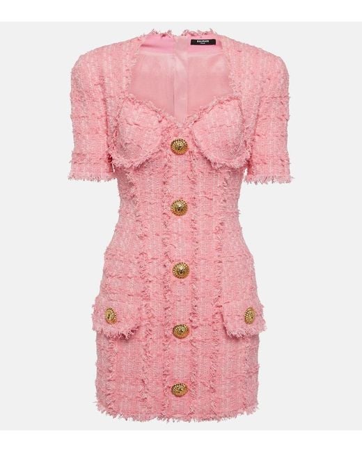 Balmain Pink Bustier-Kleid aus Tweed