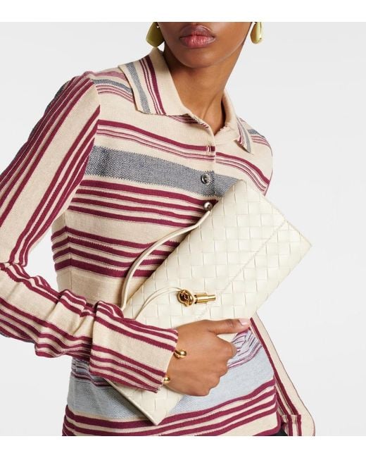 Bottega Veneta Natural Andiamo Intrecciato Leather Clutch