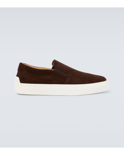 Tod's Brown Cassetta Casual Suede Slip-on Sneakers for men