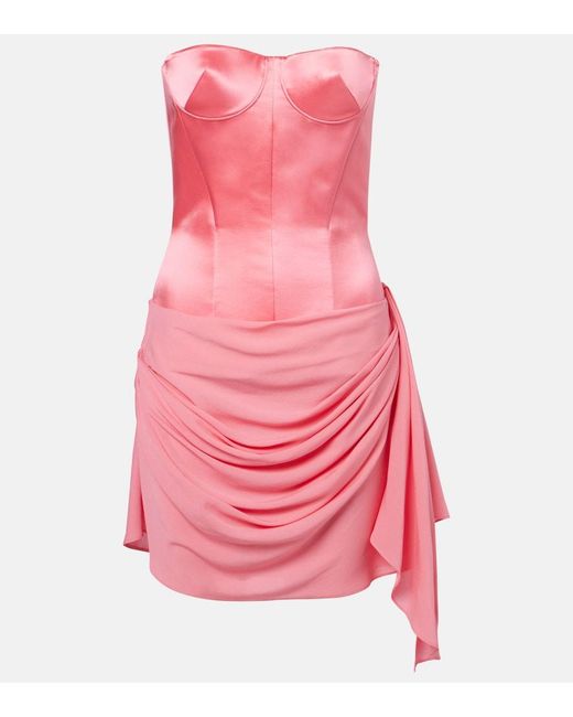 Alex Perry Pink Draped Silk Corset Dress