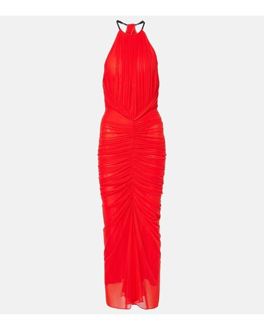Abito Midi Con Scollo All'Americana di Mugler in Red
