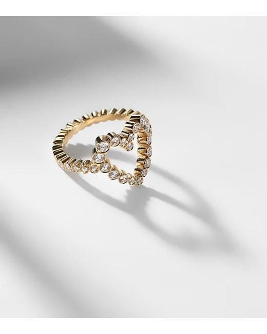 Sophie Bille Brahe White Ensemble Coeur 18Kt Signet Ring With Diamonds
