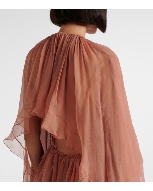 Chloé Pink Ruffled Silk Muslin Cape