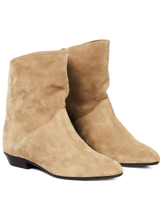 Isabel Marant Solvan Suede Ankle Boots in Natural | Lyst Australia