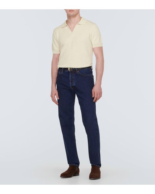 Thom Sweeney Natural Cotton And Linen Polo Shirt for men