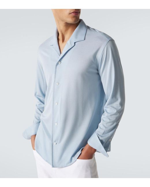 Umit Benan Blue Franco Silk Shirt for men