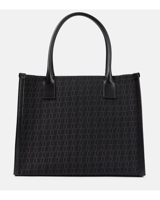 Christian Louboutin Black By My Side E/w Large Canvas Tote Bag