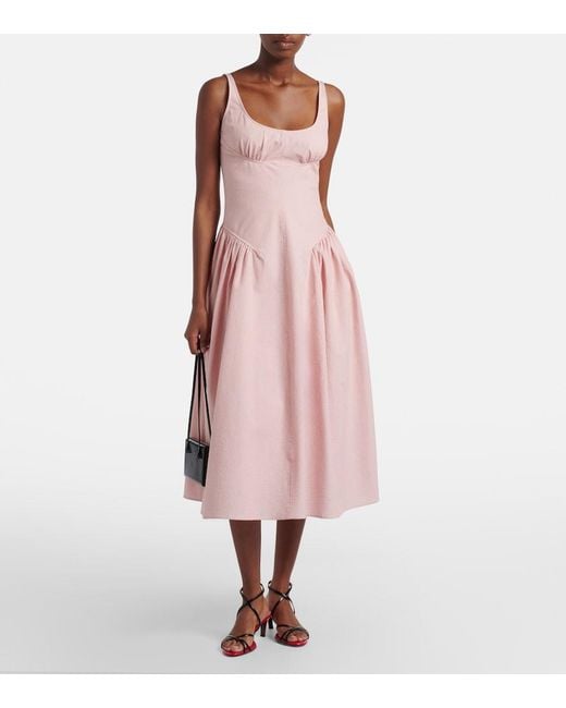 Proenza Schouler Pink Solira Seersucker Midi Dress