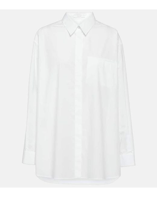 Camisa Eleni de popelin de algodon The Row de color White