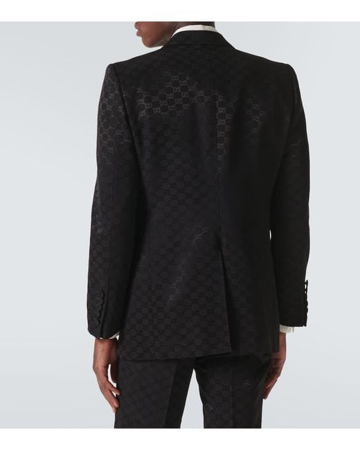 Gucci Formelles Jackett Aus Baumwolle Und Viskose Mit Gg, Grösse in Black für Herren