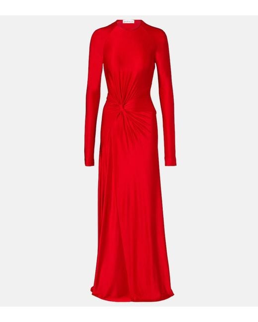 Victoria Beckham Gathered Jersey Maxi Dress