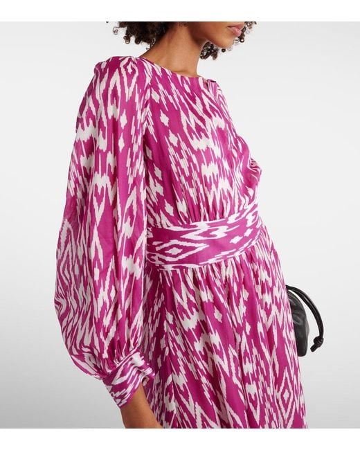 Eres Pink Tornado Balloon-Sleeve Maxi Dress