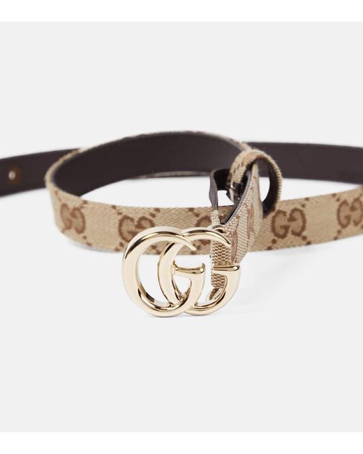Gucci Natural Guertel Gg Marmont Aus Canvas