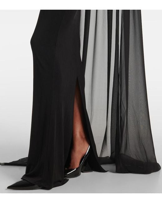 The New Arrivals Ilkyaz Ozel Black Xanthe Jersey Tulle Gown