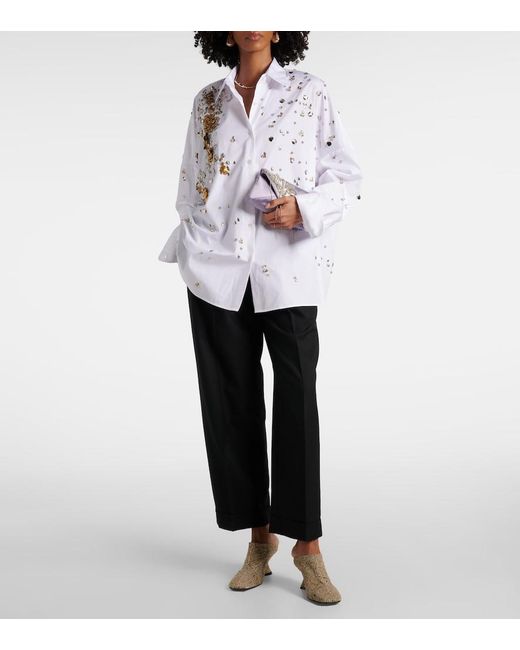 Dries Van Noten Natural Jacquard Wedge Mules