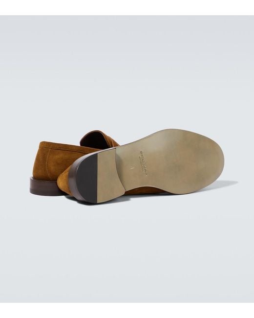 Manolo Blahnik Brown Perry Suede Penny Loafers for men