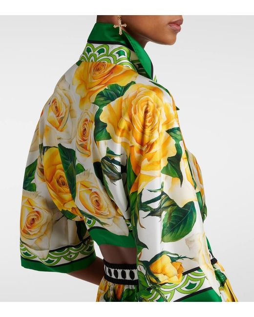 Camisa de seda floral Dolce & Gabbana de color Green