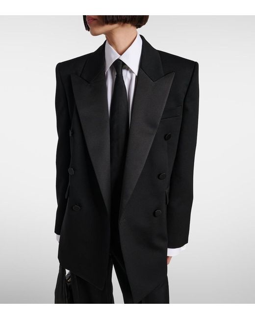 Saint Laurent Black Satin-Trimmed Wool Tuxedo Jacket