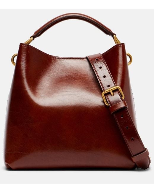 Dries Van Noten Red Grip Small Leather Tote Bag