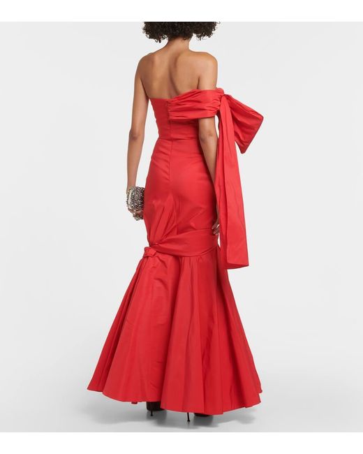 Vestido de faya con bustier y lazo Alexander McQueen de color Red