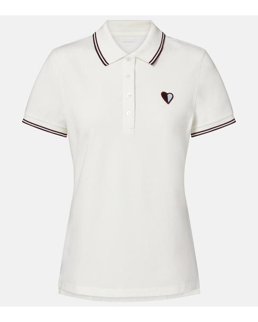 Tory Burch White Cotton-Blend Pique Polo Shirt