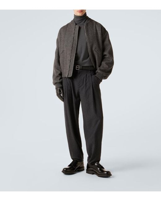 Giorgio Armani Black Virgin Wool Tapered Pants for men