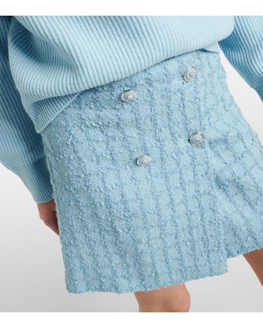 Minifalda de tweed de mezcla de lana Versace de color Blue