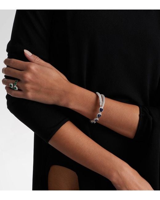 YEPREM Metallic Reign Supreme 18Kt Cuff Bracelet With Diamonds And Sapphires