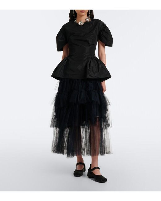 Simone Rocha Black Peplum Top