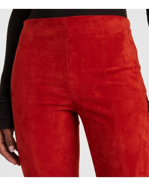 Stouls Gege High-Rise Suede Flared Pants