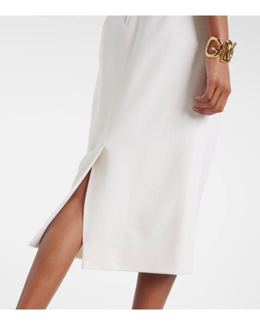 Dolce & Gabbana White Wool Midi Dress