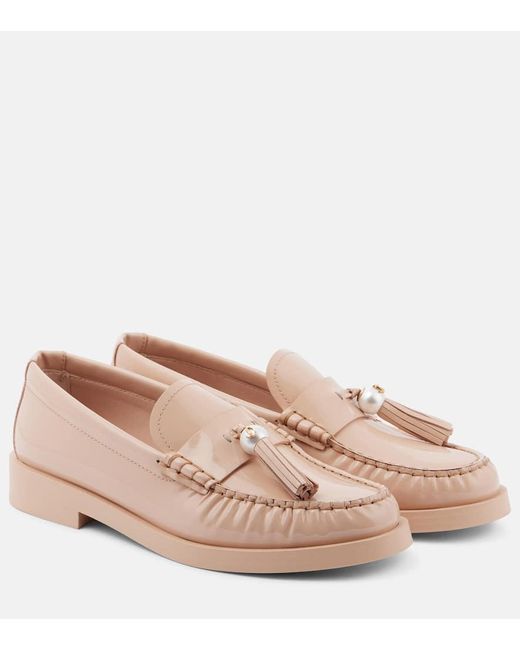 Jimmy Choo Pink Loafers Addie Aus Lackleder Mit Zierperle