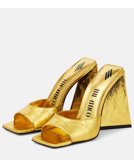 The Attico Yellow Devon Laminated Leather Mules