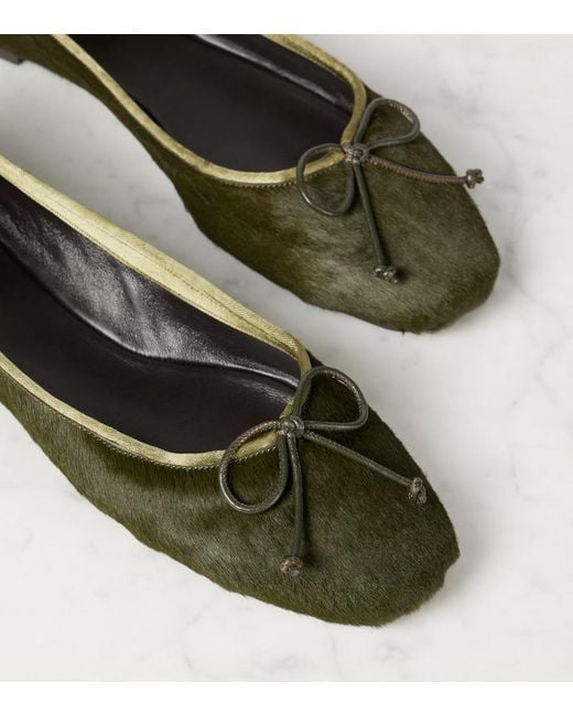 Khaite Green Charlotte Calf Hair Ballet Flats