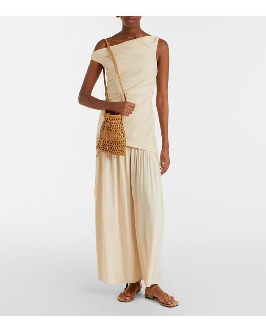 Tod's Natural Ebl Mini Raffia-Effect Bucket Bag