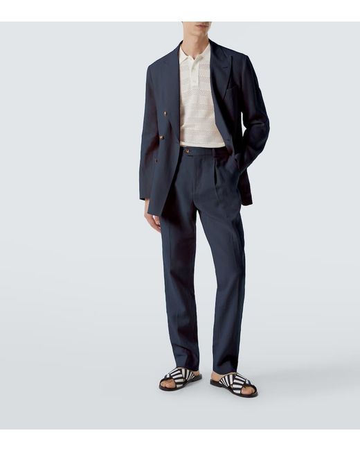 Manolo Blahnik Blue Otawi Striped Canvas Sandals for men