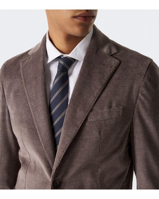 Eleventy Brown Cotton And Cashmere Corduroy Blazer for men