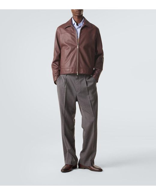 Lardini Purple Leather Jacket for men