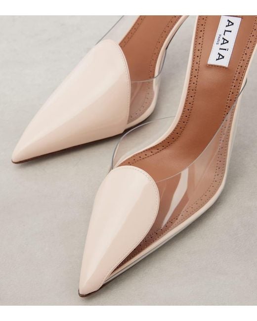Alaïa Natural Patent Coeur Abstract Mules 90