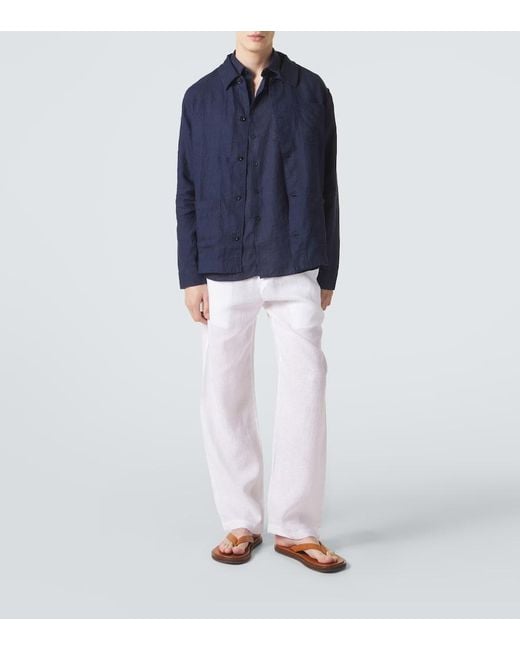 Vilebrequin Blue Linen Shirt for men
