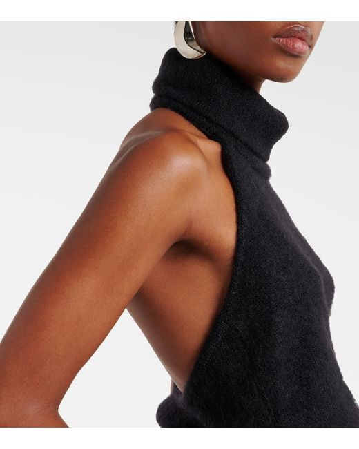 Magda Butrym Black Turtleneck Mohair-Blend Top