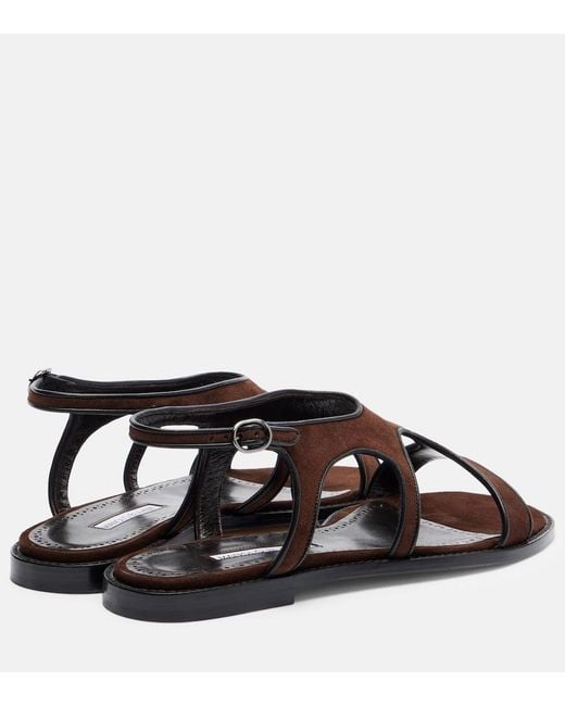 Manolo Blahnik Brown Rufina Suede Sandals