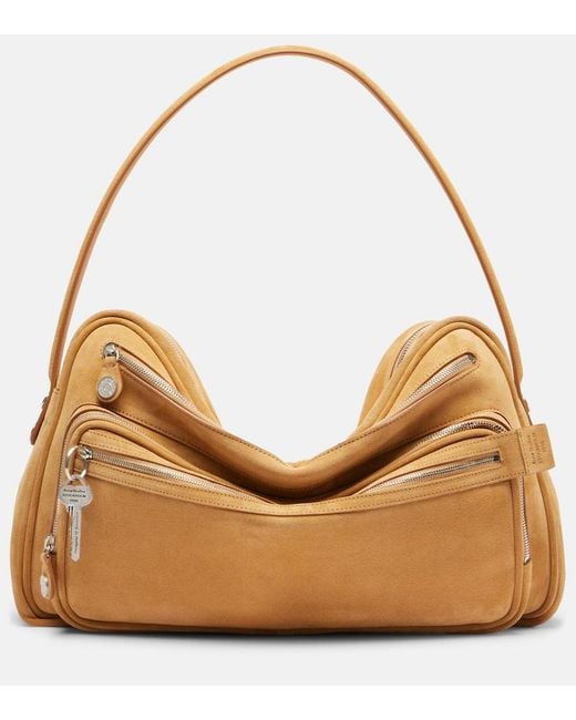 Acne Natural Camero Medium Suede Shoulder Bag