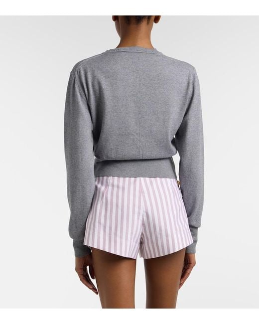 Vivienne Westwood Gray Bea Cropped Cotton And Cashmere Cardigan