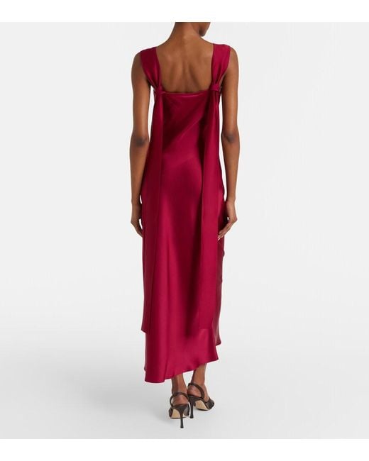 Max Mara Red Crepe Satin Maxi Dress